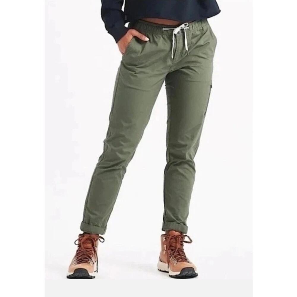 Vuori Womens Rip Stop Pants Army Green Small VW401 Zip Pockets Stretch